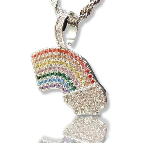 18" x 3mm Rope Chain - 14K White Gold Finish Rainbow Cloud. - Picture 3 of 10